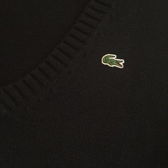 Black Lacoste V-Neck Pullover Sweater | Size 42 - Picture 6 of 8